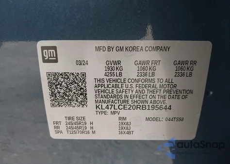 2024 Buick Envista Avenir Fwd z USA, uszkodzony, nr VIN KL47LCE20RB195644